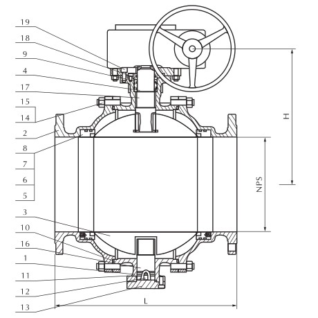 Cast steel trunnion mounted ball valve 300lb